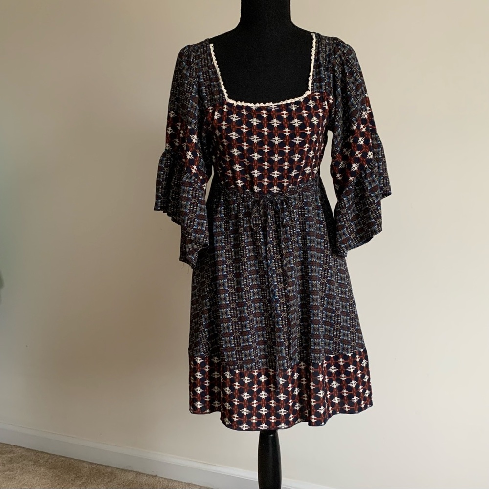 Umgee Flutter Sleeve Prairie  Dress  Strappy Back  Size S